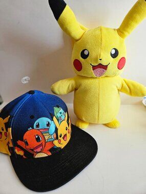 13" electronic Pikachu plush toy + Pokemon snapback cap